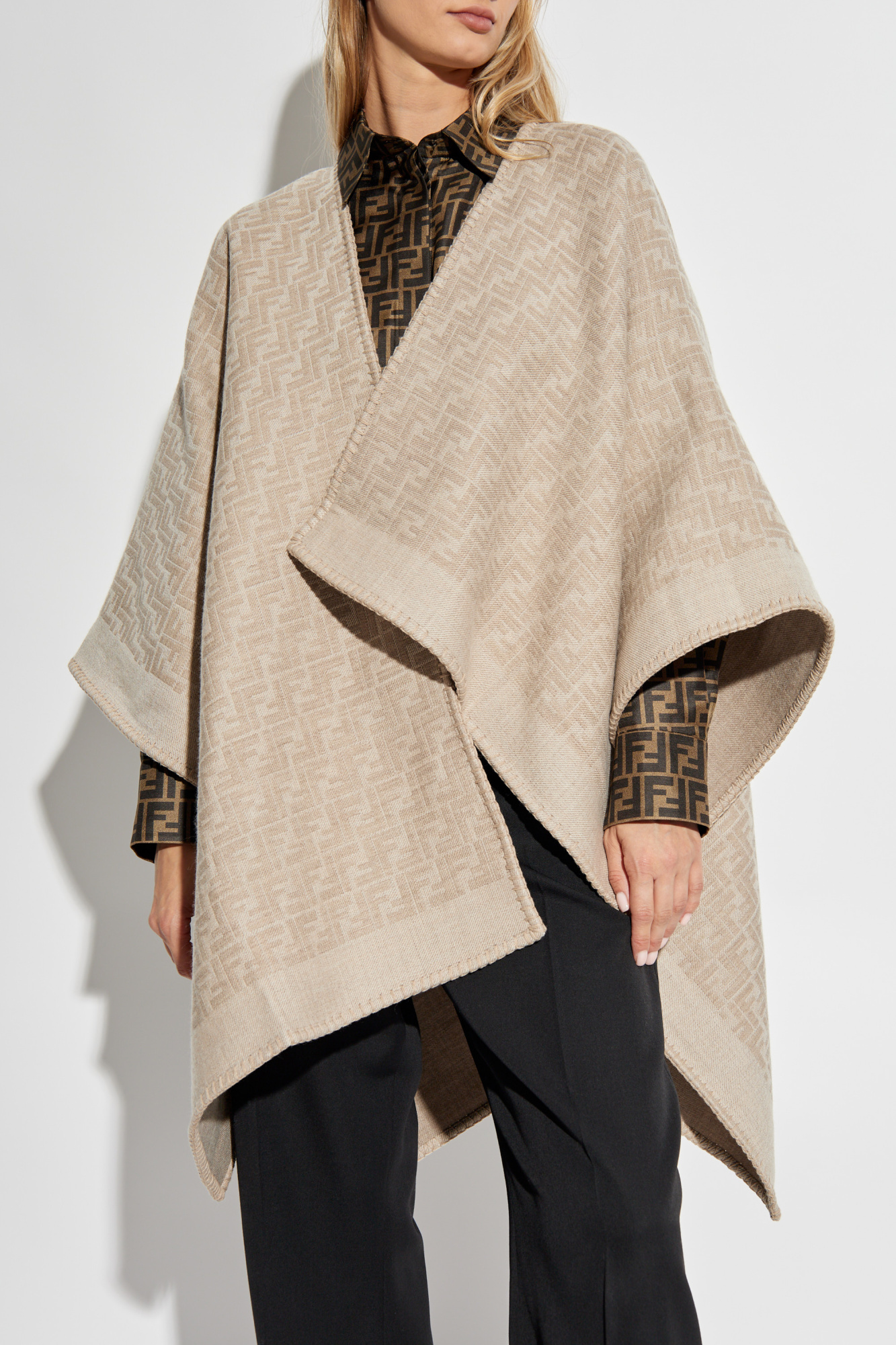 Beige Wool Poncho Fendi Vitkac Italy